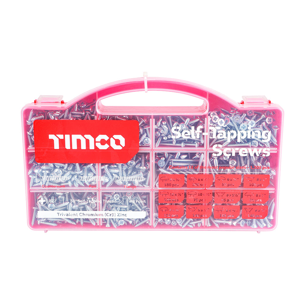 TIMCO Self-Tapping Silver Screws Mixed Tray -  1,305pcs
