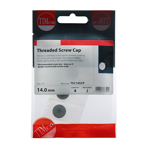 TIMCO Threaded Screw Caps Solid Brass Satin Chrome - 14mm