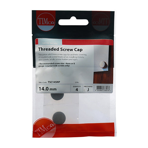 TIMCO Threaded Screw Caps Solid Brass Satin Nickel - 14mm