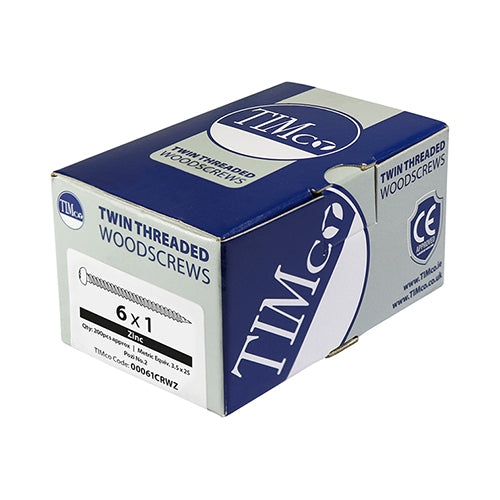 TIMCO Twin-Threaded Round Head Silver Woodscrews - 8 x 11/2