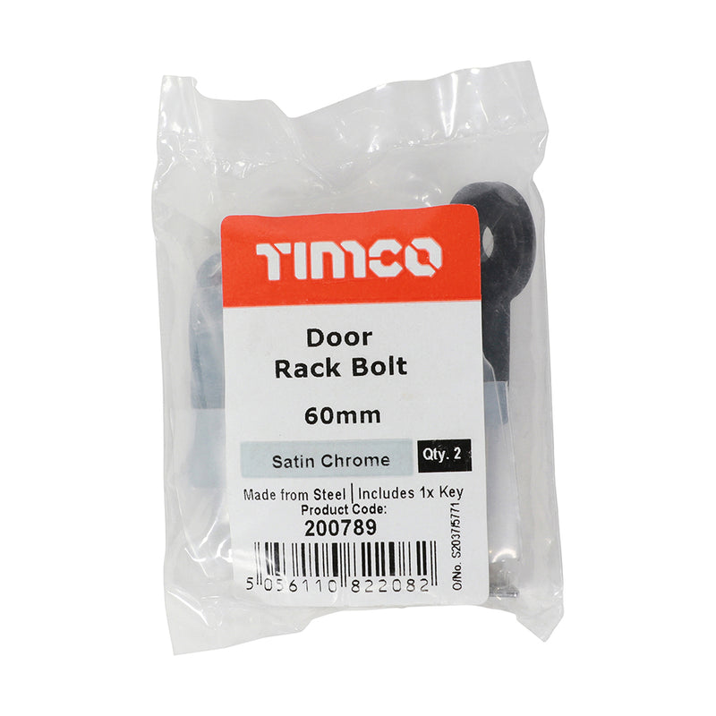 TIMCO Door Rack Bolts Satin Chrome - 60mm