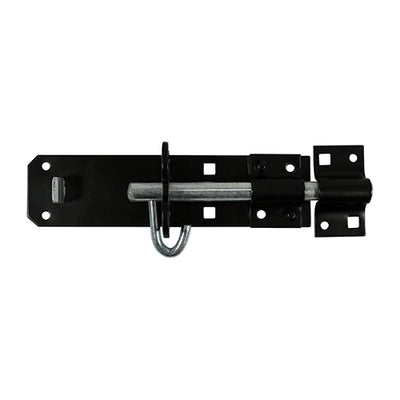 TIMCO Brenton Padbolt Black 6 inch designed for securing gates and shed doors with pad-lockable, durable construction.