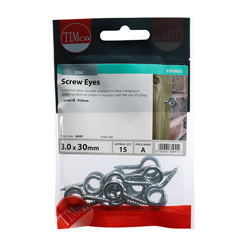 TIMCO Screw Eyes Silver - 30mm