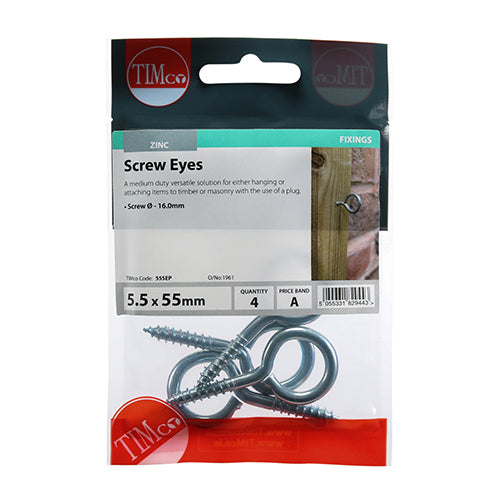 TIMCO Screw Eyes Silver - 55mm