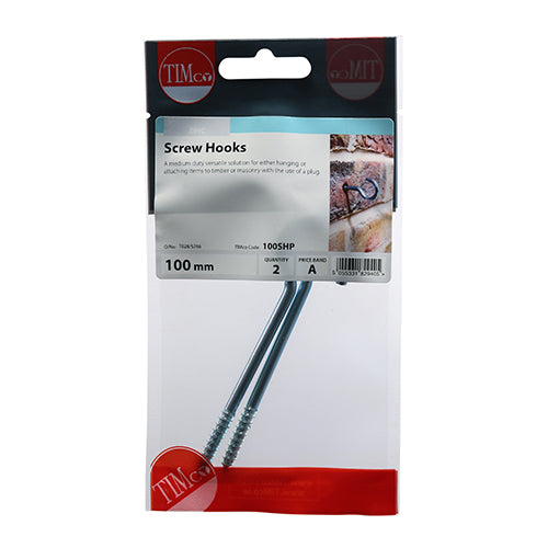 TIMCO Screw Hooks Silver - 100mm