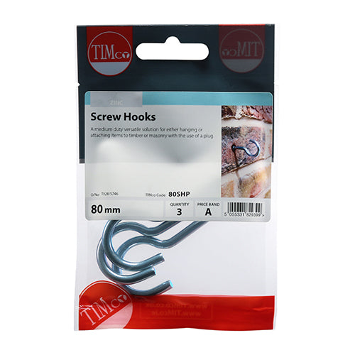 TIMCO Screw Hooks Silver - 80mm