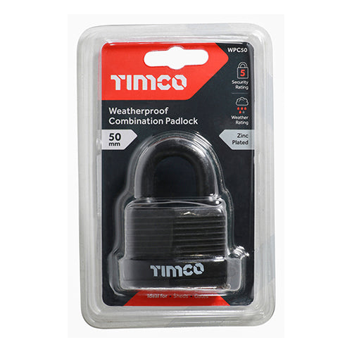 TIMCO Weatherproof Combination Padlock - 50mm