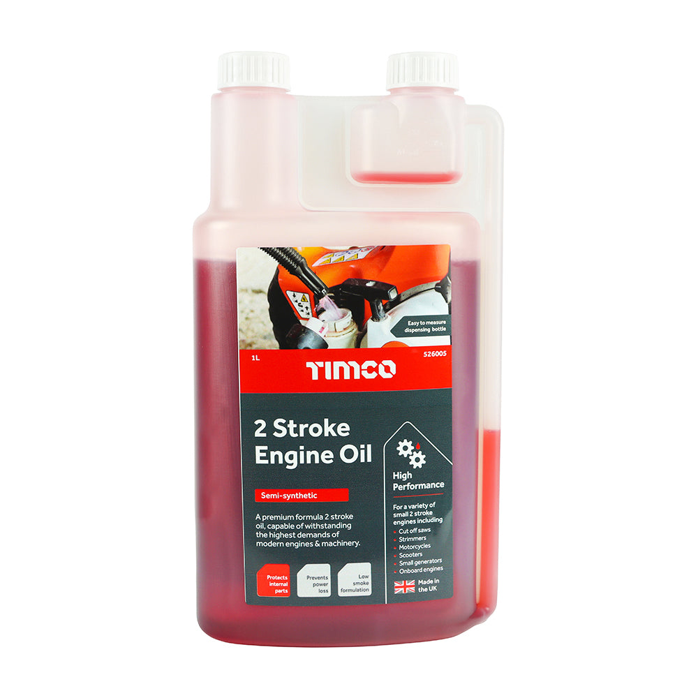 TIMCO 2 Stroke Engine Oil, Premium Mixing Oil in Metered Measured Dosage Bottle - 1L