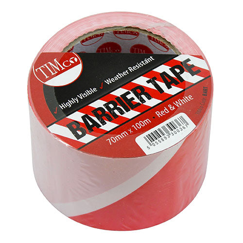 TIMCO Barrier Tape Red & White - 100m x 70mm